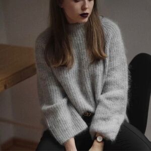 COS Mohair Blend Minimalist Sweater in Light Grey